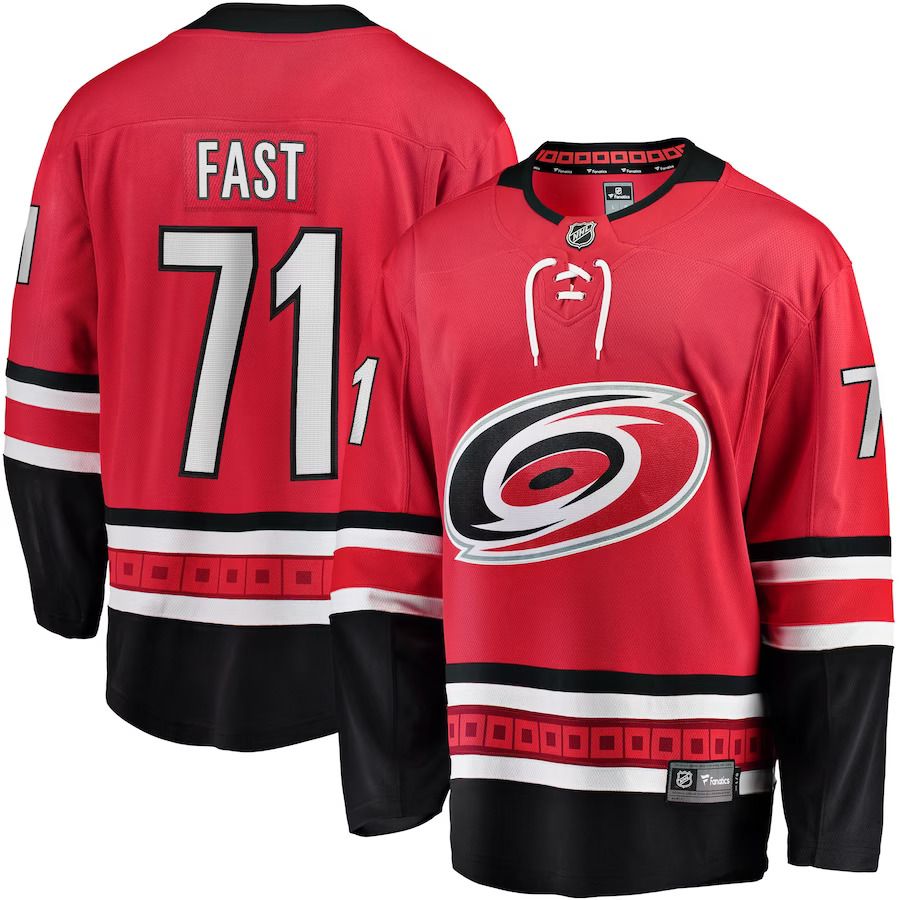 Men Carolina Hurricanes #71 Jesper Fast Fanatics Branded Red Home Breakaway NHL Jersey->carolina hurricanes->NHL Jersey